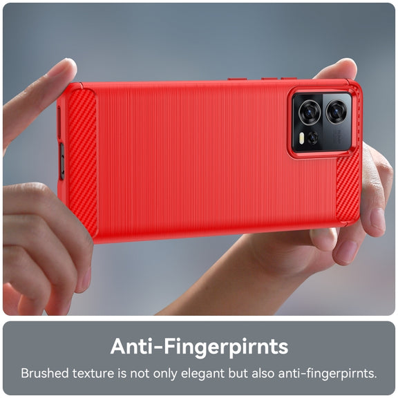 For Motorola Edge 30 Fusion/Moto S30 Pro Brushed Texture Carbon Fiber TPU Phone Case(Red)