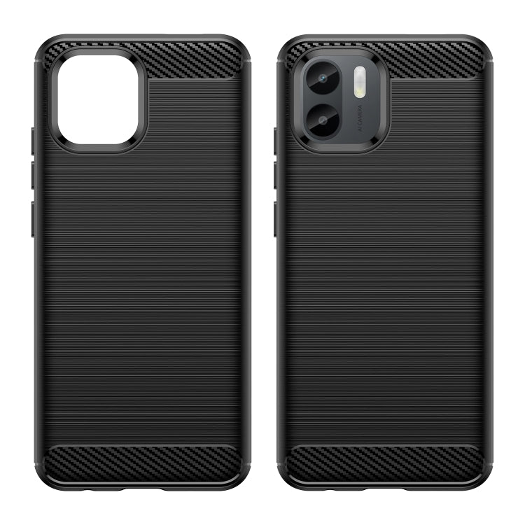 For Xiaomi Redmi A1 Brushed Texture Carbon Fiber TPU Phone Case(Black)