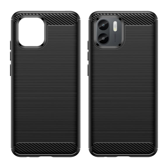 For Xiaomi Redmi A1 Brushed Texture Carbon Fiber TPU Phone Case(Black)