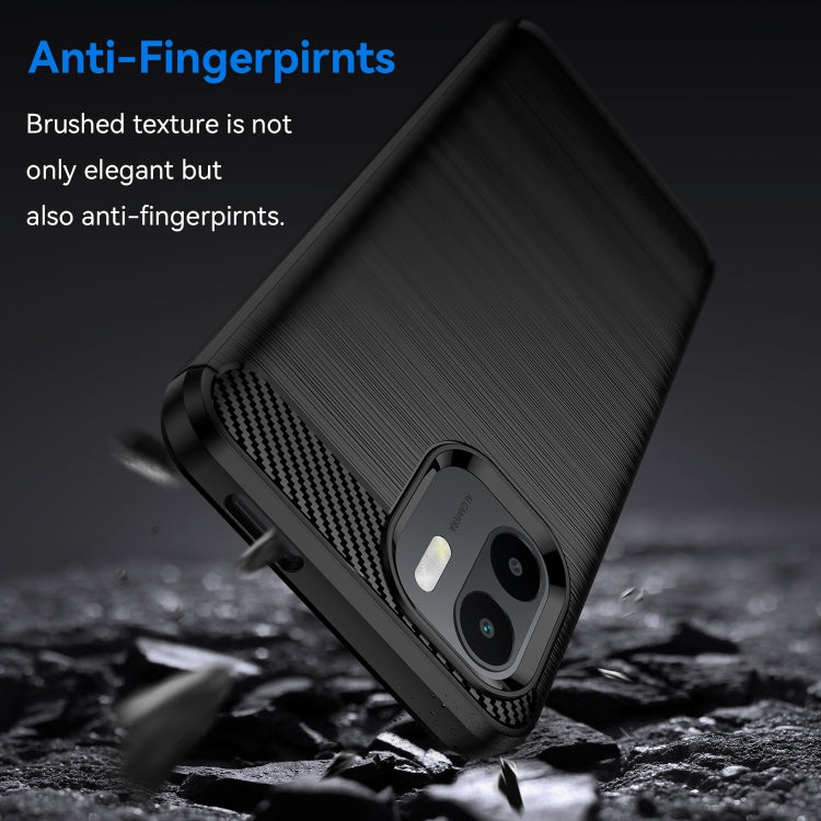 For Xiaomi Redmi A1 Brushed Texture Carbon Fiber TPU Phone Case(Black)