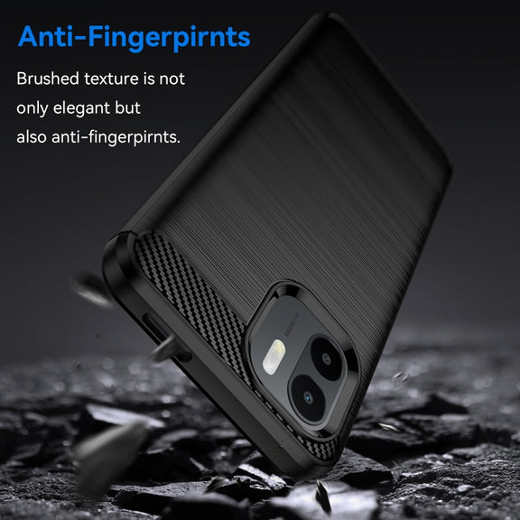 For Xiaomi Redmi A1 Brushed Texture Carbon Fiber TPU Phone Case(Black)