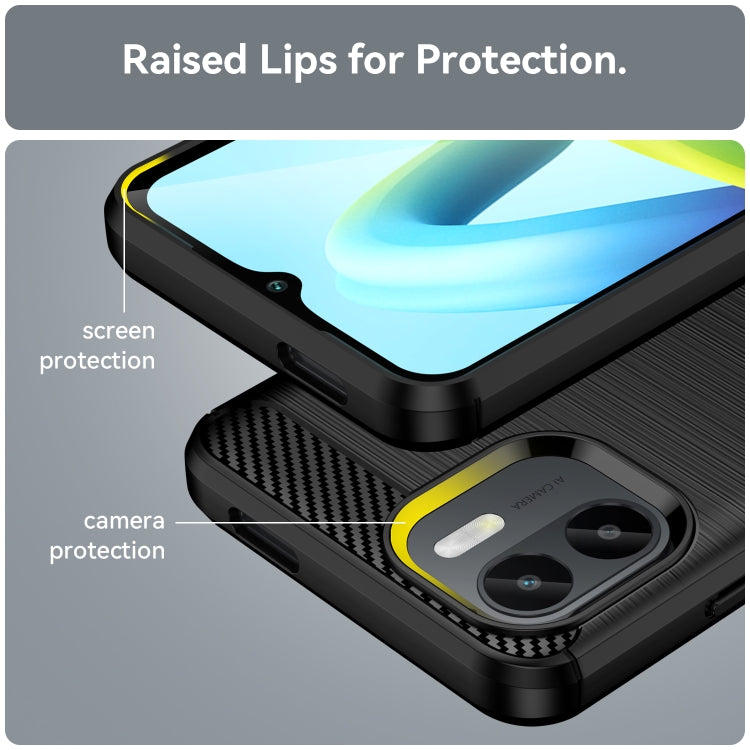 For Xiaomi Redmi A1 Brushed Texture Carbon Fiber TPU Phone Case(Black)
