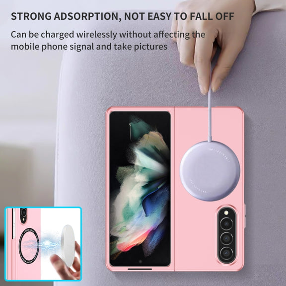 For Samsung Galaxy Z Fold4 Magsafe Magnetic Folding PC Phone Case(Pink)