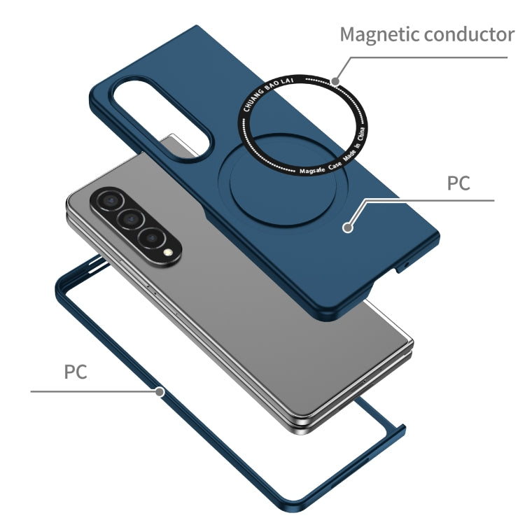 For Samsung Galaxy Z Fold4 Magsafe Magnetic Folding PC Phone Case(Blue)