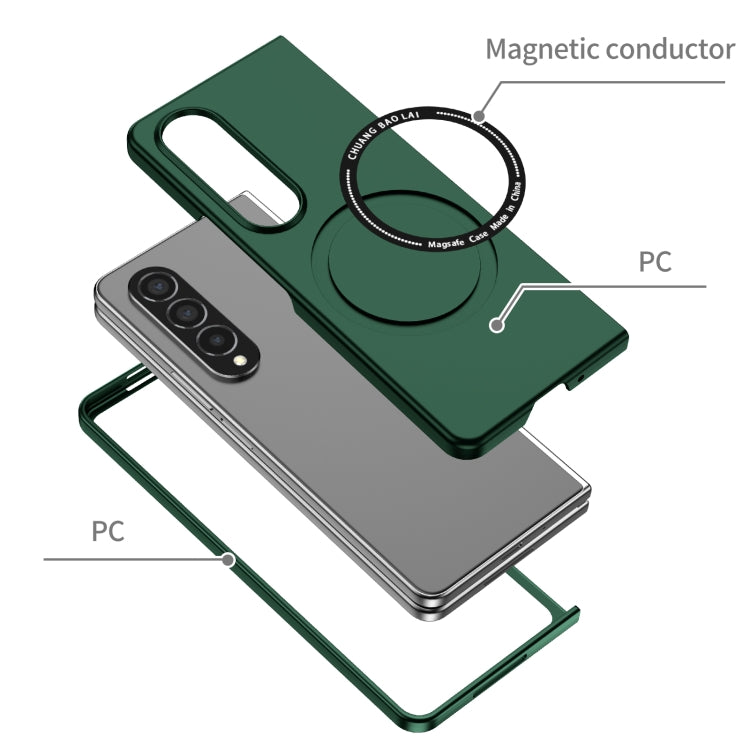 For Samsung Galaxy Z Fold4 Magsafe Magnetic Folding PC Phone Case(Green)