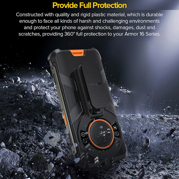For Ulefone Power Armor 16 Pro / Power Armor 16S Ulefone Back Clip Phone Case with Carabiner(Black)