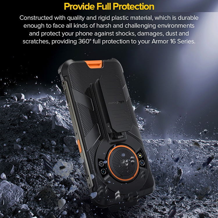 For Ulefone Power Armor 16 Pro / Power Armor 16S Ulefone Back Clip Phone Case with Carabiner(Black)