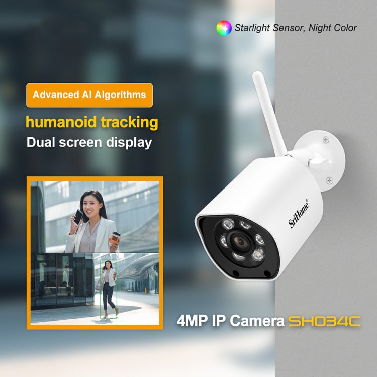 SriHome SH034C 4.0MP AI Humanoid Tracking WiFi Outdoor Surveillance Camera(US Plug)