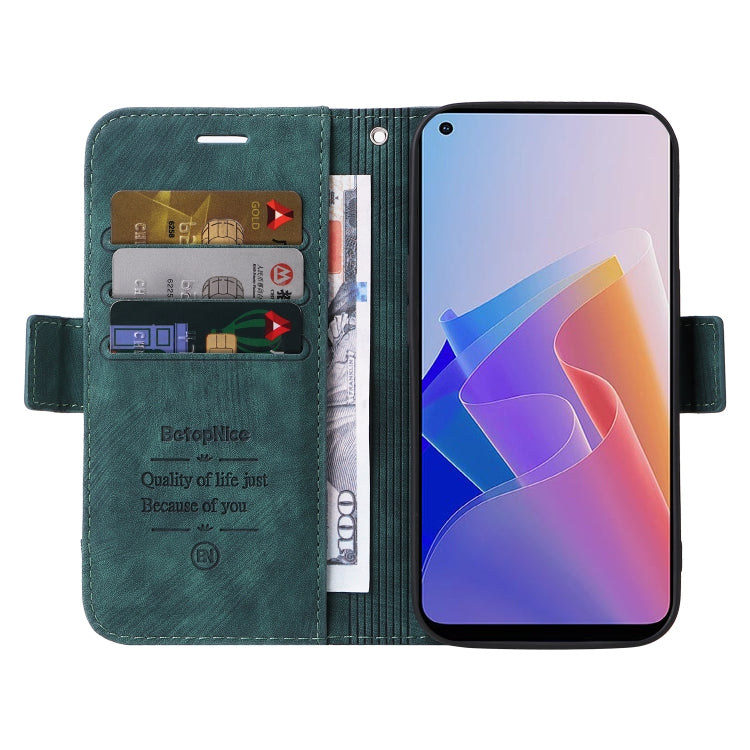 For OPPO Reno 7Z 5G BETOPNICE Dual-side Buckle Leather Phone Case(Green)