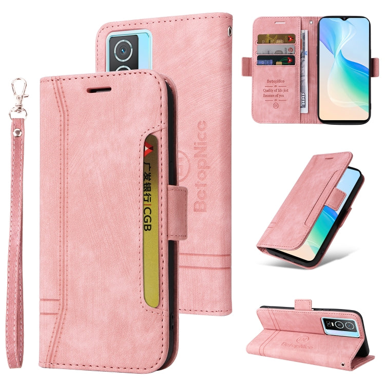 For vivo Y76 5G BETOPNICE Dual-side Buckle Leather Phone Case(Pink)