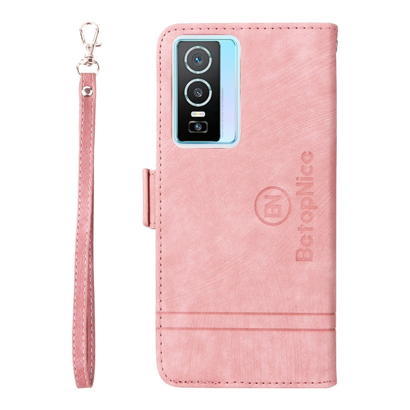 For vivo Y76 5G BETOPNICE Dual-side Buckle Leather Phone Case(Pink)