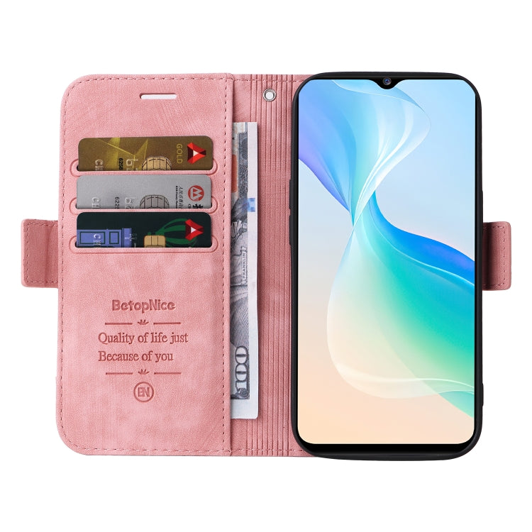 For vivo Y76 5G BETOPNICE Dual-side Buckle Leather Phone Case(Pink)