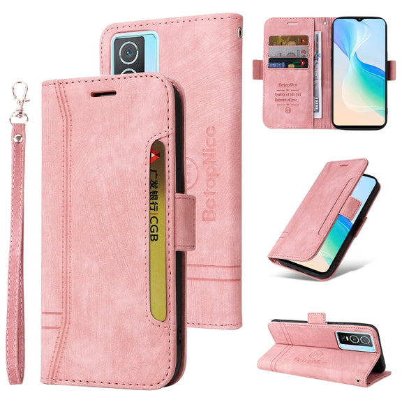 For vivo Y76 5G BETOPNICE Dual-side Buckle Leather Phone Case(Pink)