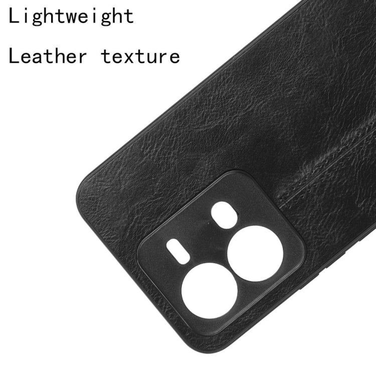 For vivo V25 5G Sewing Cow Pattern Skin PC + PU + TPU Case(Black)