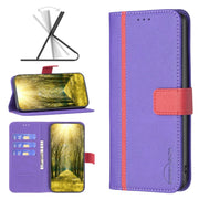 For vivo Y35/Y22 BF13 Color Matching Cross Texture Leather Phone Case(Purple)