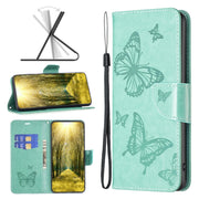 For Samsung Galaxy A04 4G Two Butterflies Embossing Leather Phone Case(Green)