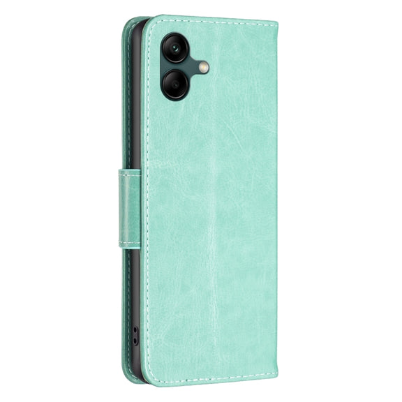 For Samsung Galaxy A04 4G Two Butterflies Embossing Leather Phone Case(Green)