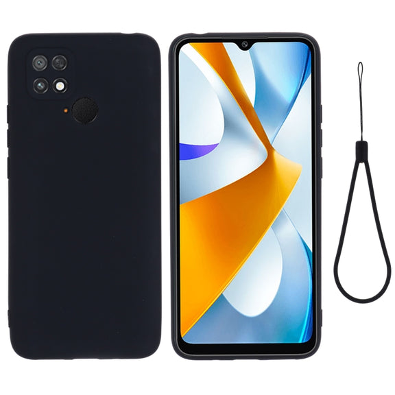 For Xiaomi Poco C40 / Redmi 10 Power / Redmi 10 India Pure Color Liquid Silicone Shockproof Phone Case(Black)