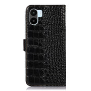 For Xiaomi Redmi A1 Crocodile Top Layer Cowhide Leather Phone Case(Black)