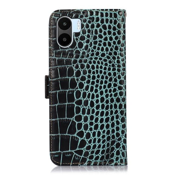 For Xiaomi Redmi A1 Crocodile Top Layer Cowhide Leather Phone Case(Green)
