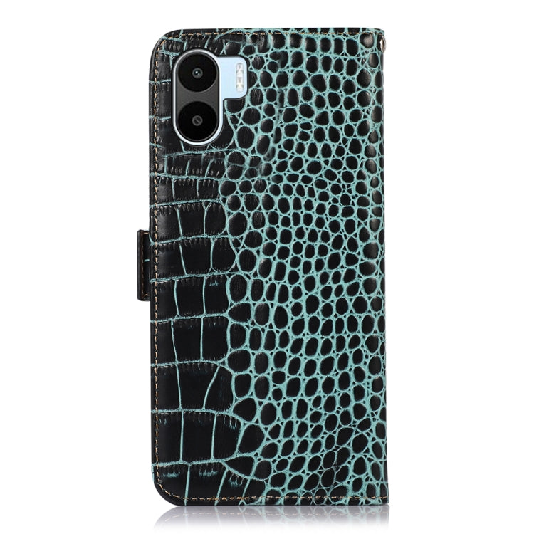 For Xiaomi Redmi A1 Crocodile Top Layer Cowhide Leather Phone Case(Green)