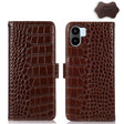 For Xiaomi Redmi A1 Crocodile Top Layer Cowhide Leather Phone Case(Brown) - Xiaomi Cases by PMC TechLife | Online Shopping South Africa | PMC TechLife