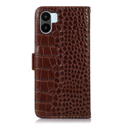 For Xiaomi Redmi A1 Crocodile Top Layer Cowhide Leather Phone Case(Brown)