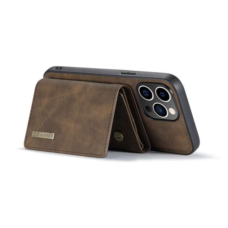 For iPhone 14 Pro DG.MING M1 Series 3-Fold Multi Card Wallet Leather Case(Coffee)