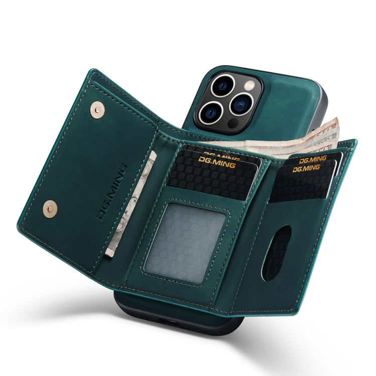 For iPhone 14 Pro DG.MING M1 Series 3-Fold Multi Card Wallet Leather Case(Green)