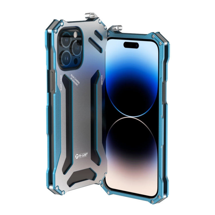 For iPhone 14 Pro Max R-JUST RJ17 Shockproof Armor Metal Phone Case(Blue)