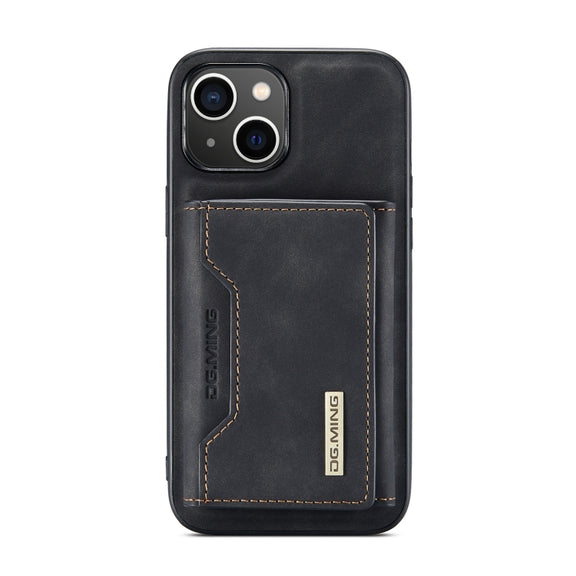 For iPhone 14 DG.MING M2 Series 3-Fold Card Bag Leather Case(Black)