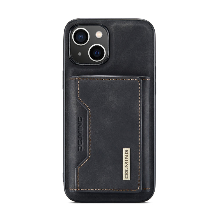 For iPhone 14 DG.MING M2 Series 3-Fold Card Bag Leather Case(Black)