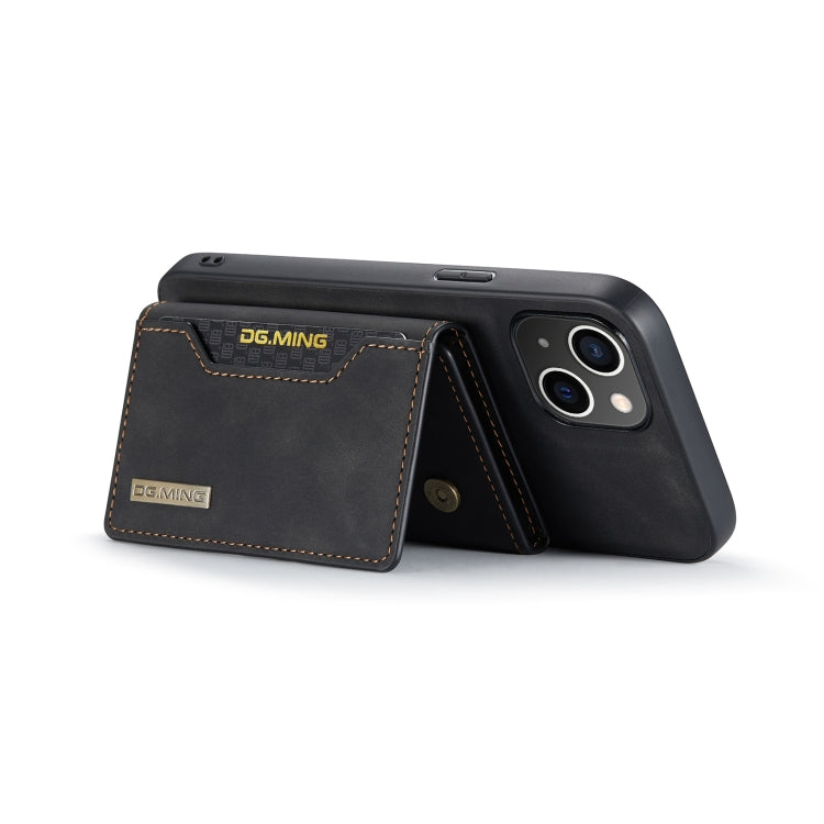 For iPhone 14 DG.MING M2 Series 3-Fold Card Bag Leather Case(Black)