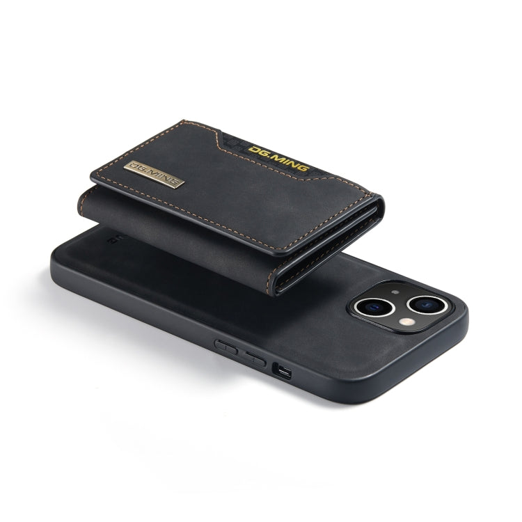 For iPhone 14 DG.MING M2 Series 3-Fold Card Bag Leather Case(Black)