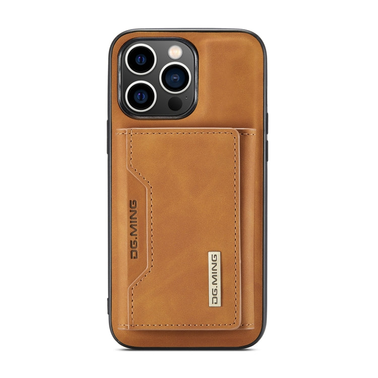 For iPhone 14 Pro DG.MING M2 Series 3-Fold Card Bag Leather Case(Brown)