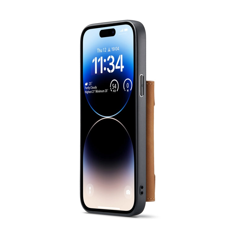 For iPhone 14 Pro DG.MING M2 Series 3-Fold Card Bag Leather Case(Brown)