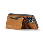 For iPhone 14 Pro DG.MING M2 Series 3-Fold Card Bag Leather Case(Brown)
