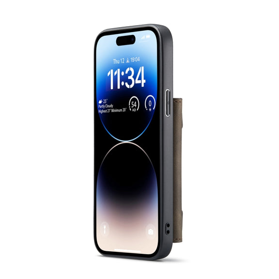 For iPhone 14 Pro DG.MING M2 Series 3-Fold Card Bag Leather Case(Coffee)