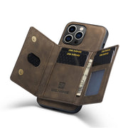 For iPhone 14 Pro DG.MING M2 Series 3-Fold Card Bag Leather Case(Coffee)