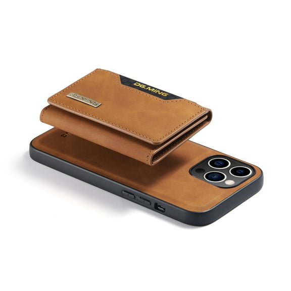 For iPhone 14 Pro Max DG.MING M2 Series 3-Fold Card Bag Leather Case(Brown)