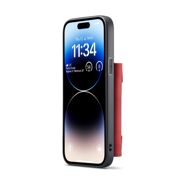 For iPhone 14 Pro Max DG.MING M2 Series 3-Fold Card Bag Leather Case(Red)