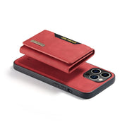 For iPhone 14 Pro Max DG.MING M2 Series 3-Fold Card Bag Leather Case(Red)