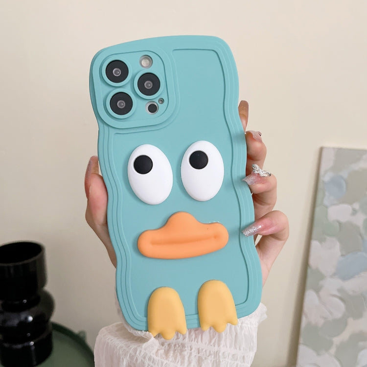 For iPhone 11 Wave Edge Big Duck Silicone Phone Case with Wristband(Blue)