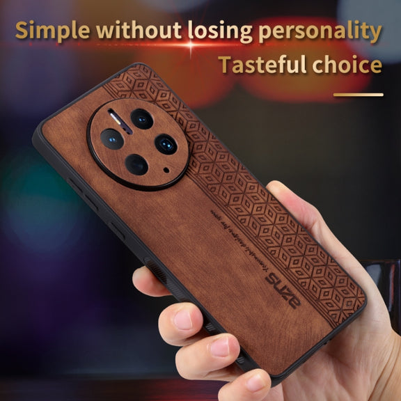 For Huawei Mate 50 Pro AZNS 3D Embossed Skin Feel Phone Case(Brown)