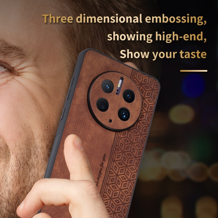 For Huawei Mate 50 Pro AZNS 3D Embossed Skin Feel Phone Case(Brown)