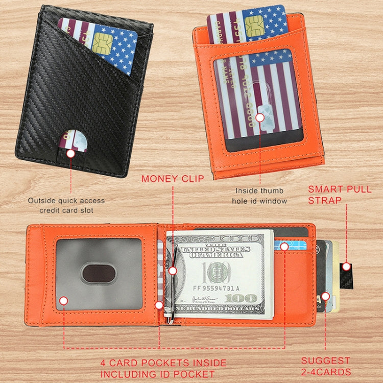 W2108A1 RFID Carbon fiber Business Wallet For Men(Orange)