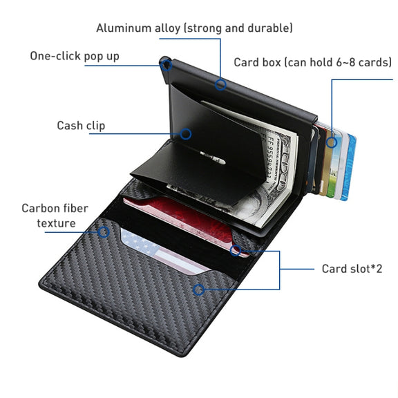 C1804H1 RFID Carbon Fiber Wallet For Men(Red)