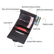 C1911H9 RFID Multi-card PU Leather Metal Card Package(Carbon Fibers Black)