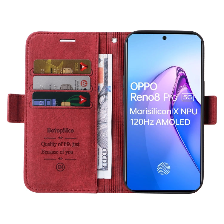 For OPPO Reno8 Pro 5G Global / Reno8 Pro+ BETOPNICE Dual-side Buckle Leather Phone Case(Red)