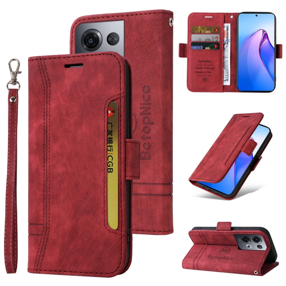 For OPPO Reno8 Pro 5G Global / Reno8 Pro+ BETOPNICE Dual-side Buckle Leather Phone Case(Red)